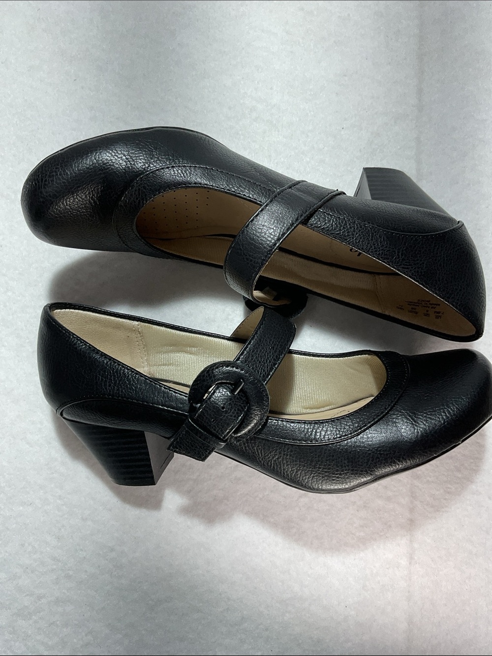 Life Stride Rozz Black Mary Jane Block Heel Pumps with Buckle - Picture 3 of 9